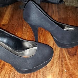 Black suede pumps
